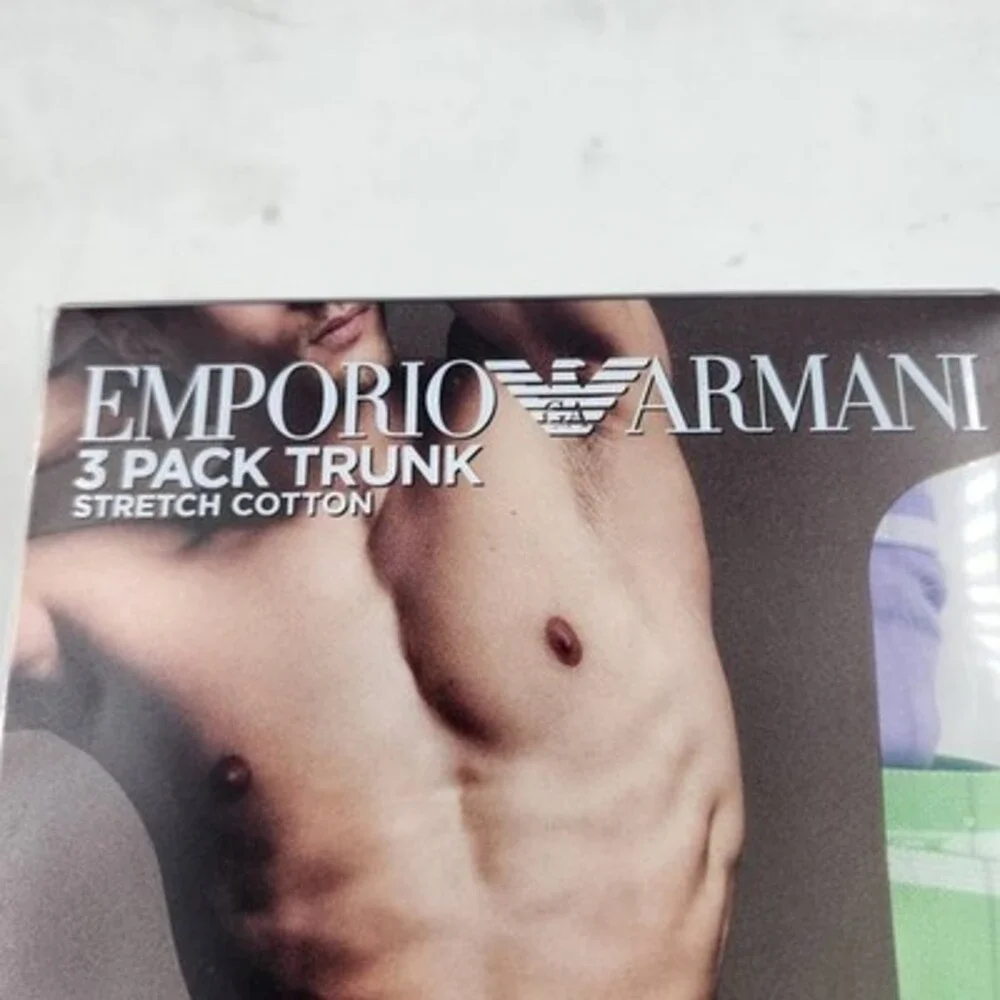 Emporio Armani Pack of 3 Soft Stretch Cotton Logo Trunks Men's XL Multicolor